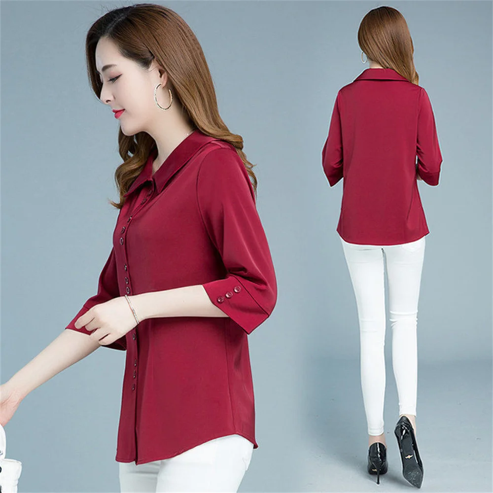 Leisure women Shirts Button Lapel Cardigan Top Lady Loose Long Sleeve women Shirt Womens Blouses Casual Tunic Blusas