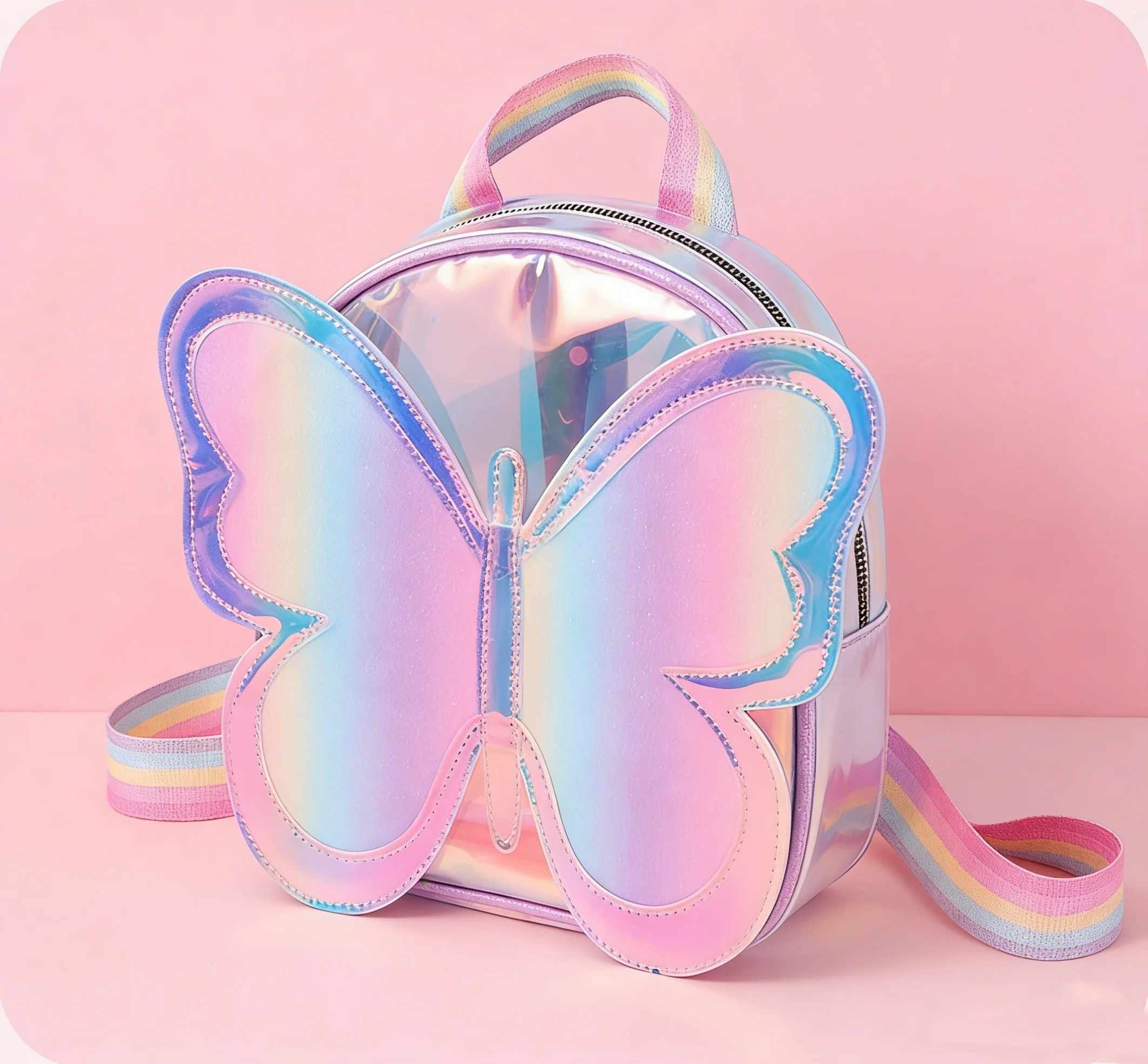 Girls Fashion Backpack Laser Butterfly Design Children's  Mochila for Kids