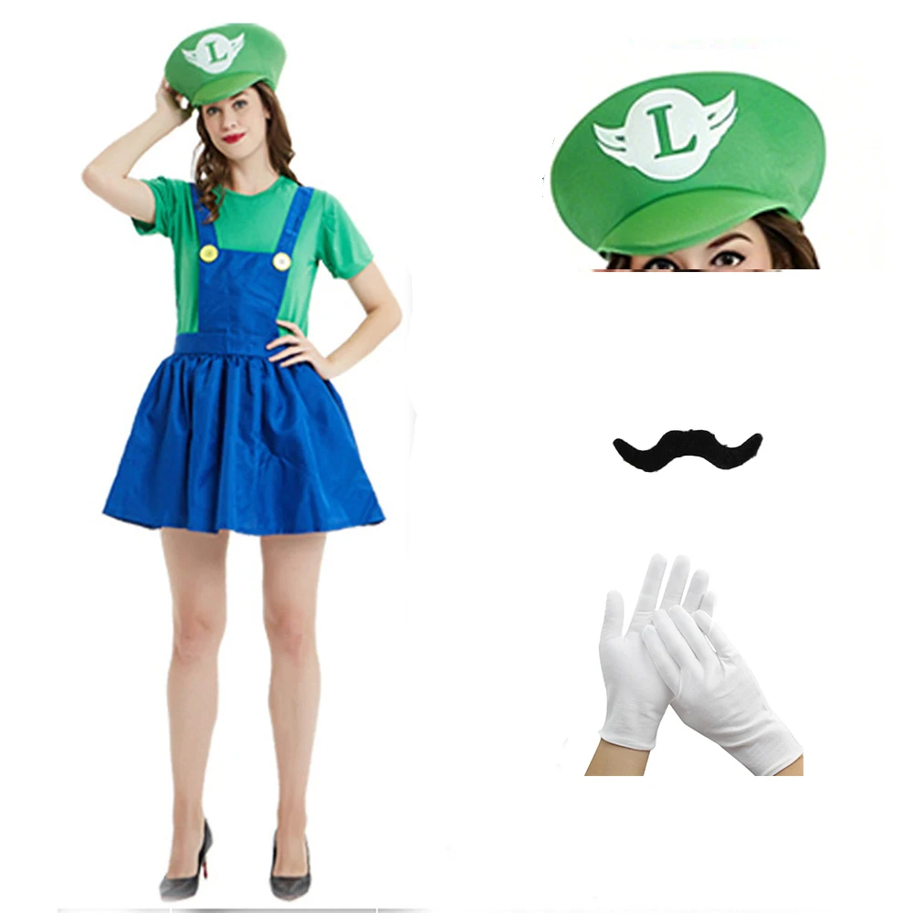 Costume Game Bros Super Luigi Brothers Uniform Set Cosplay Costumes Funny Anime Adult Men Ju mpsuit Woman Dress Halloween view 5