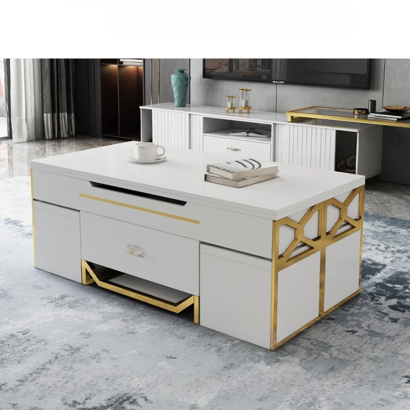 

Multifunctional lifting coffee table, modern simple telescopic TV cabinet, folding rock plate coffee table