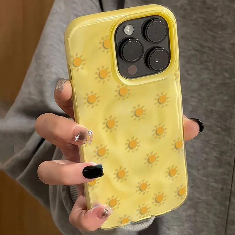Kawaii Sun Meteorite Pattern Anti-fall Phone Case For iPhone 16 15 14 Plus 17 Air 17 13 12 Pro 14 15 16 11 Pro Max Bumper Cover