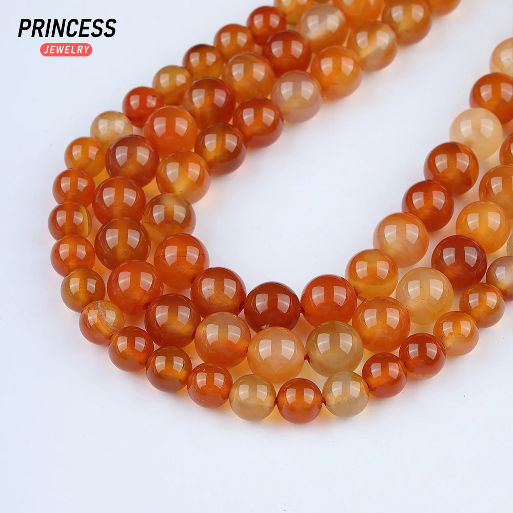 A++ Natural Red Carnelian 4mm 6mm 8mm 10mm Agate Onyx Loose Beads for Jewelry Making Wholesale Stone Beads DIY Accessories