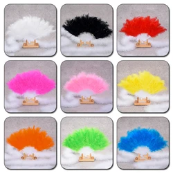 MissDeer-abanico plegable de plumas para niña, abanico de mano japonés de hada dulce, estilo gótico, baile de corte, regalo de plumas, decoración de fiesta de boda