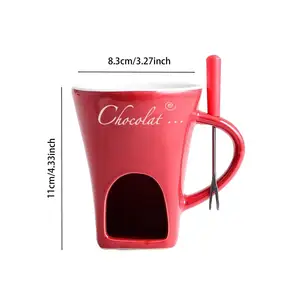 Caneca de fondue com garfo xícara de café caneca de derretimento pote de derretimento de manteiga pote quente de doces para 10 principais vendas vidro derretido - №4