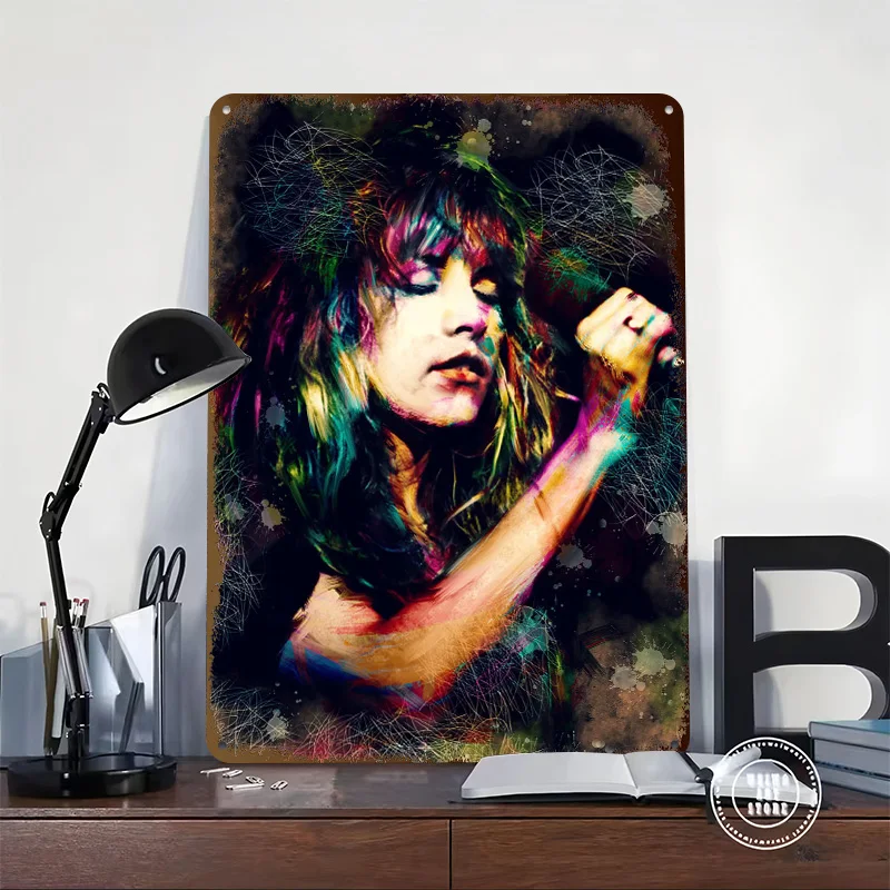 Stevie Nicks Tinplate Posters Customizable Wall Art Retro Vintage Metal Signs for Home Room Office Decoration Gaming Wand Deko