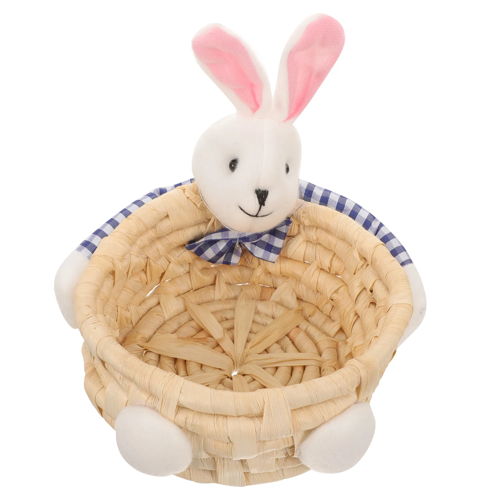 

Cute Rabbit Storage Basket Pastoral Style Makeup Organizer Snack Holder Home Sundries Storage Woven Basket Woven Baskets