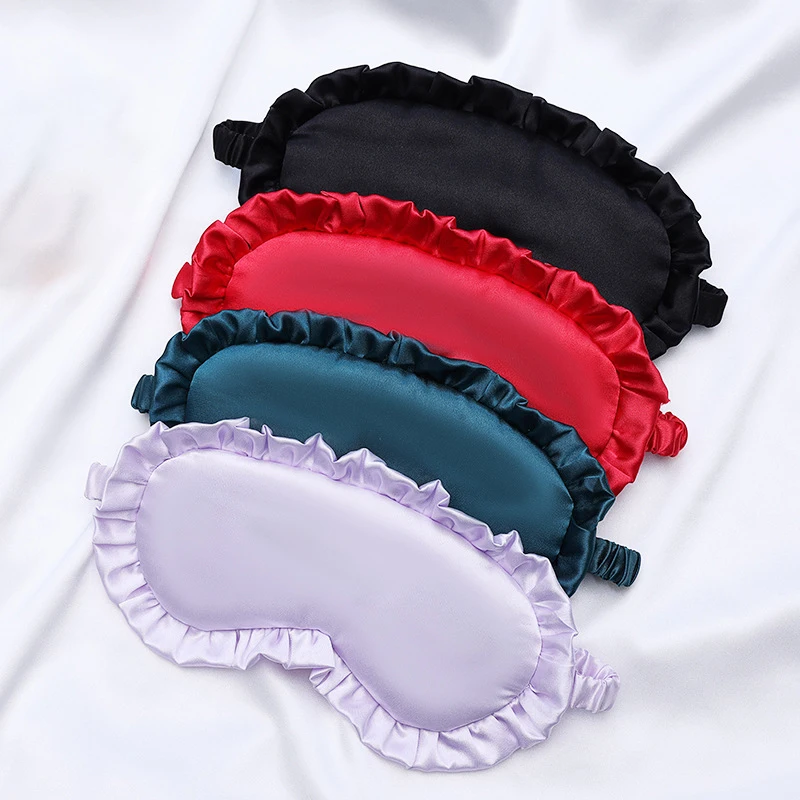 New Silk Ruffle Sleep Eye Mask Eye Protection Travel Soft Sleeping Shading Eye Covers Multicolor Eye Patches For Woman Man