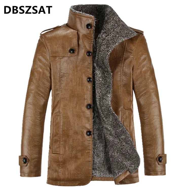 Nuovo arrivato autunno/inverno cappotto da uomo colletto alla coreana con giacca termica spessa in lana e velluto camicia in pelle impermeabile di grandi dimensioni