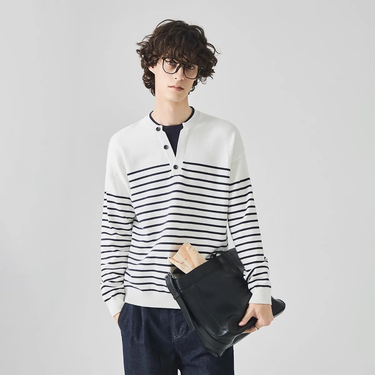 

Мужской вязаный свитер 2026 Lazy Sle, свободный крой, длинный рукав, круглый вырез, для ношения под одеждой, из полиэфирного волокна, не требует глажки