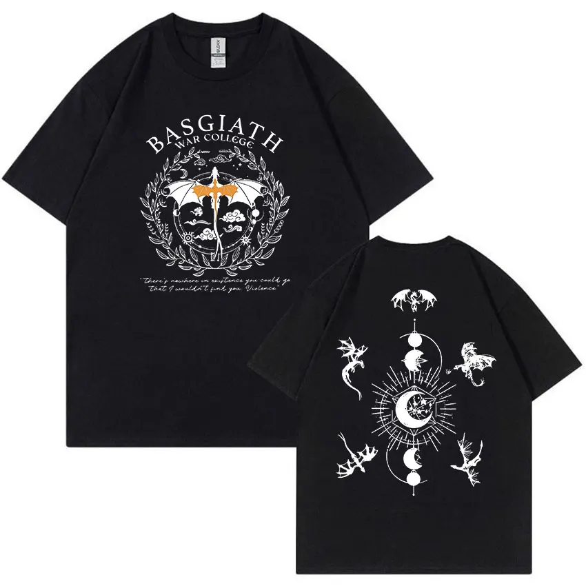 Retro Basgiath War College T Shirts Fourth Wing Dragon Rider Harajuku Aesthetic T-shirt Men Women Fashion Cotton Oversized Tees