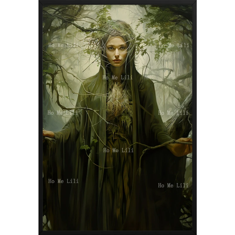 Brigid's Healing Expression Of Earth And Divinity Green Forest Mythology Canvas Wall Art Home Decor