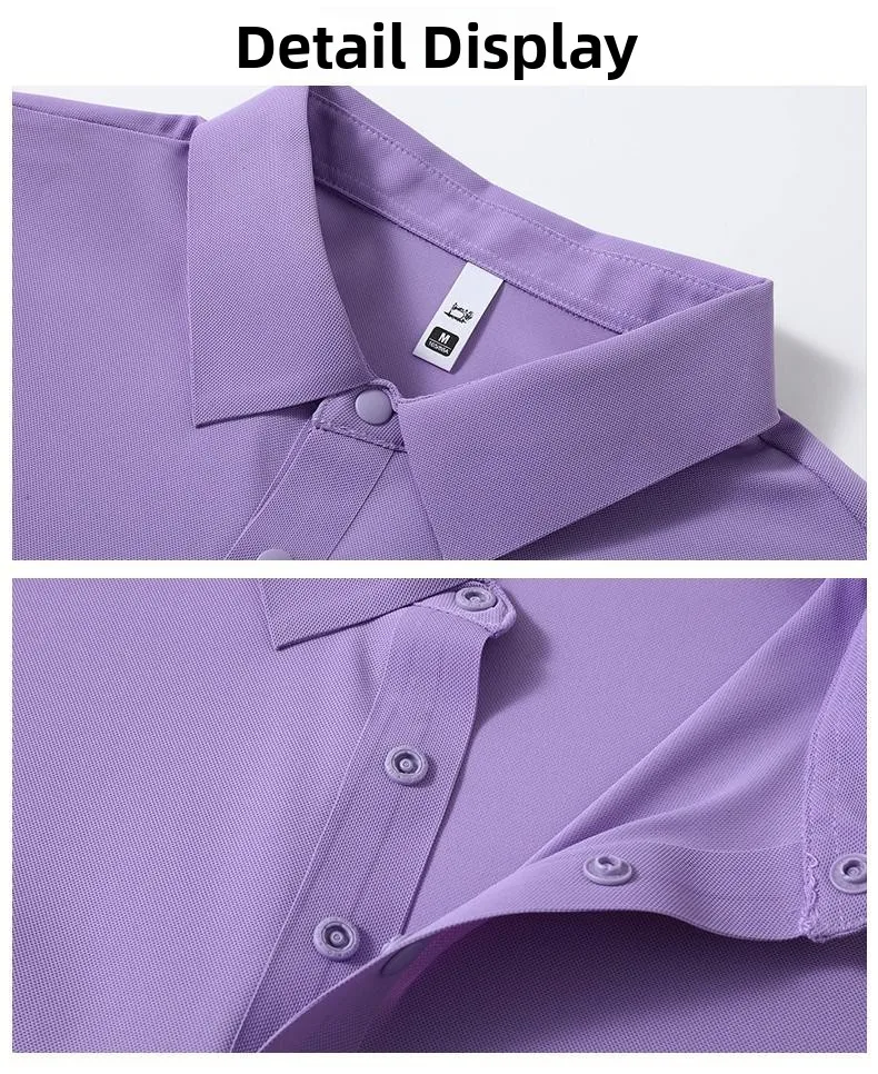 Neues Sommer-Eisseide-POLO-Shirt Kurzarm Professionelles T-Shirt Nahtlos Weich Hochwertig Einfarbig Firmen-Gruppenuniform – Detail 9