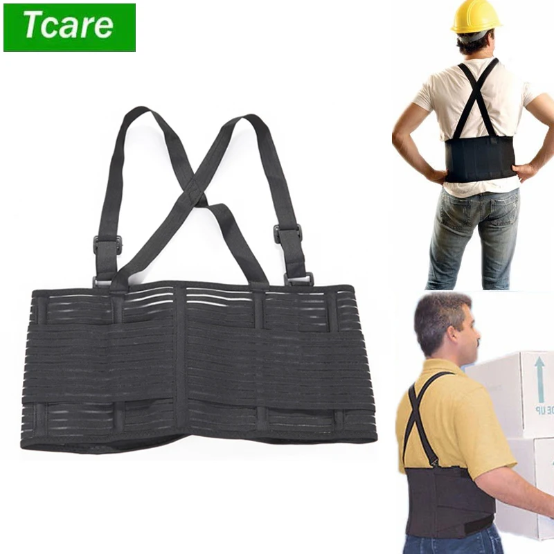 

Tcare Adjustable Waist Support Belt Men Medical Lumbar Fitness Weightlifting Running Back Belt with Shoulder Straps Breathable