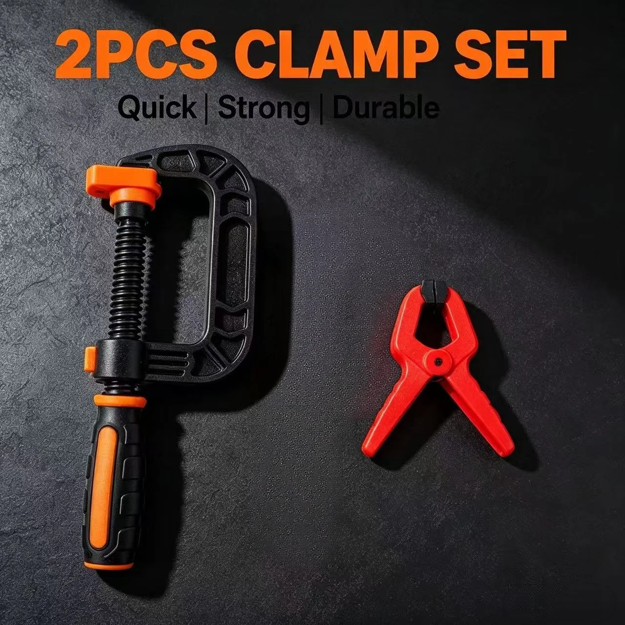 2 Pack C Clamp Adjustable Pliers and Spring Clamps Non Slip Ergonomic Red Handle for Woodworking Metal Stone Plastic Strong Grip