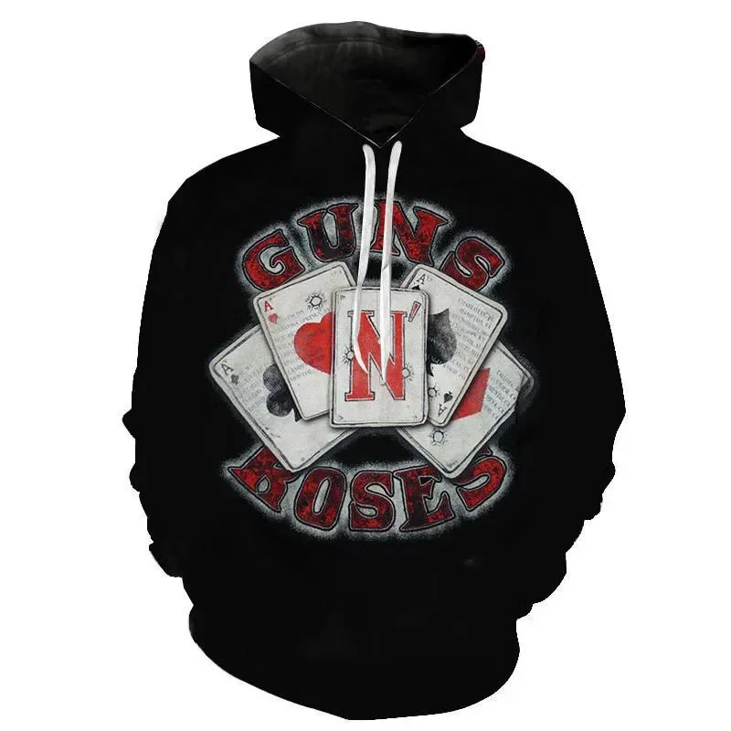 2024 Autumn Guns N Roses 3D Print Hoodies  Men Fashion Casual Sweatshirts Oversized Hoodie Men’ s Pullovers Tracksuit Clothing