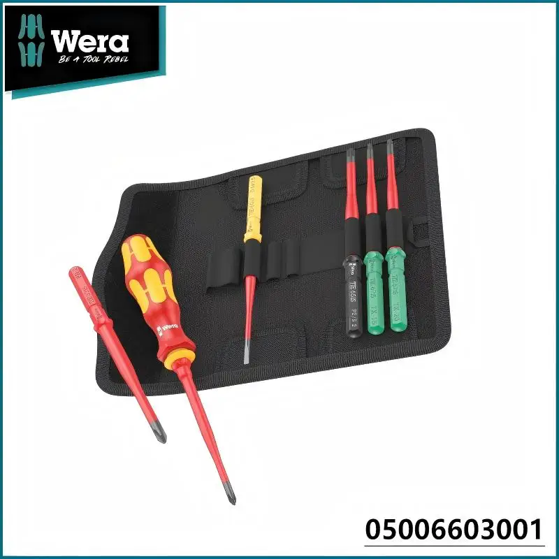 

Wera 05006603001 Набор изолированных отверток из 7 предметов | 1000 В, сертифицированный VDE | Сменные биты с сумкой для хранения