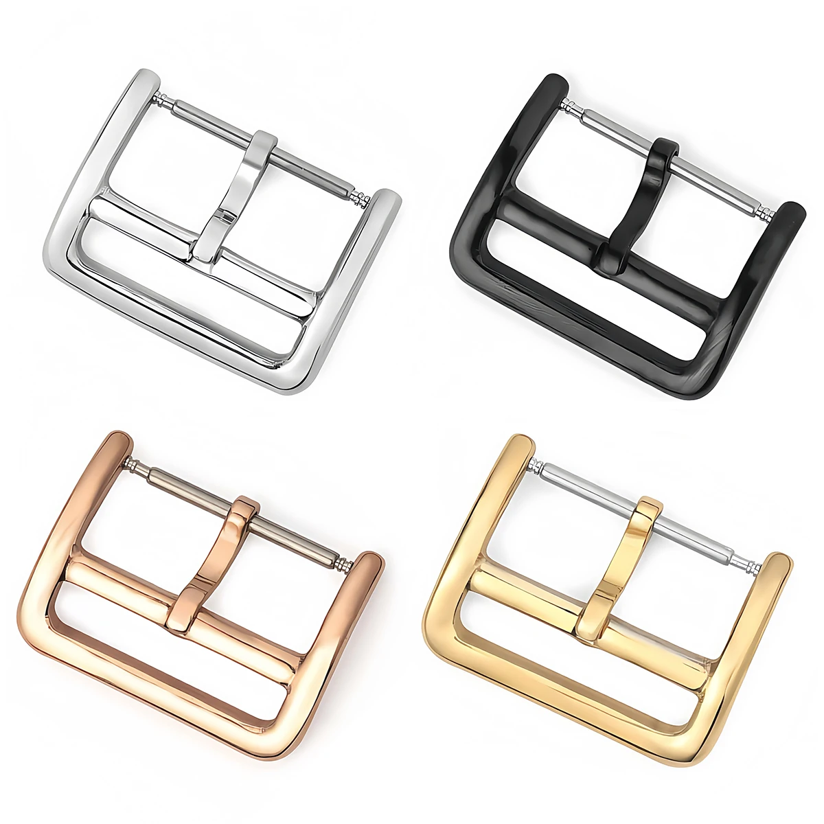 Stainless Steel Watch Band Buckle Pin Clasp for Leather Band Strap Replacement Buckle 12/14/16/17/18/20/22mm Watch Accessories