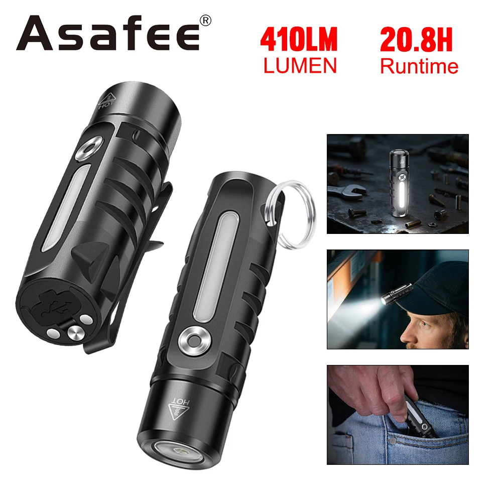 Asafee RJ28 Mini EDC Flashlight Outdoor Portable Small Pocket Lamp Colorful Side Floodlight Magnet Tail Hiking Daily Lantern