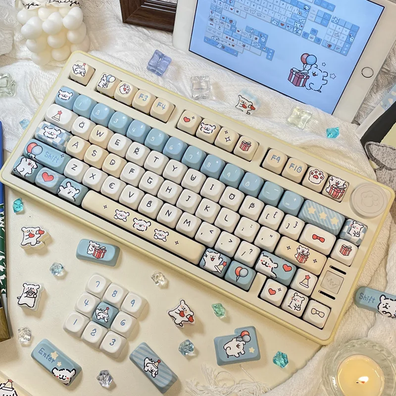 

Mechanical Keyboard Accessories Kawaii Line Puppy Theme Keyscaps Set MOA Height Five-Sided Sublimatio Design PBT Material Keycap