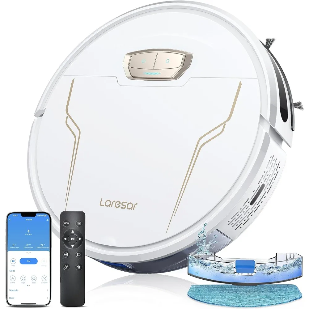 

Robot Vacuums and Mop Combo, 4000Pa Strong Suction, Robotic Vacuum Cleaner with Auto Carpet Boost, Self-Charging, App&Remote