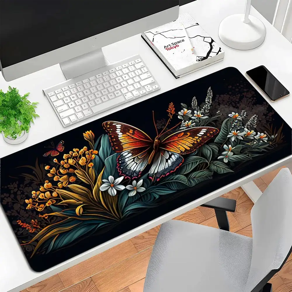 Large size mousepad retro multiple butterflies plant pattern table mat game card pad laptop office  bedroom learning