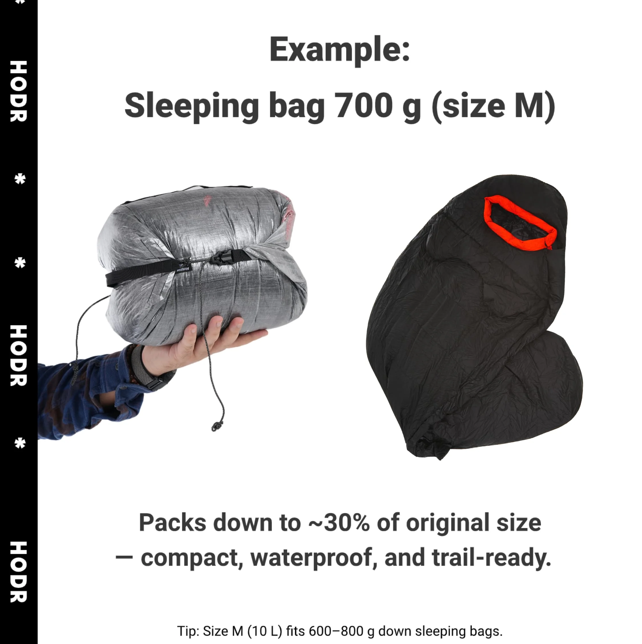[HODRGEAR] Dyneema Kompressionssack für Schlafsack-Aufbewahrung, DCF Wasserdichter Roll-Top-Sack, Ultraleichte Camping-Ausrüstungsaufbewahrung – Detail 9