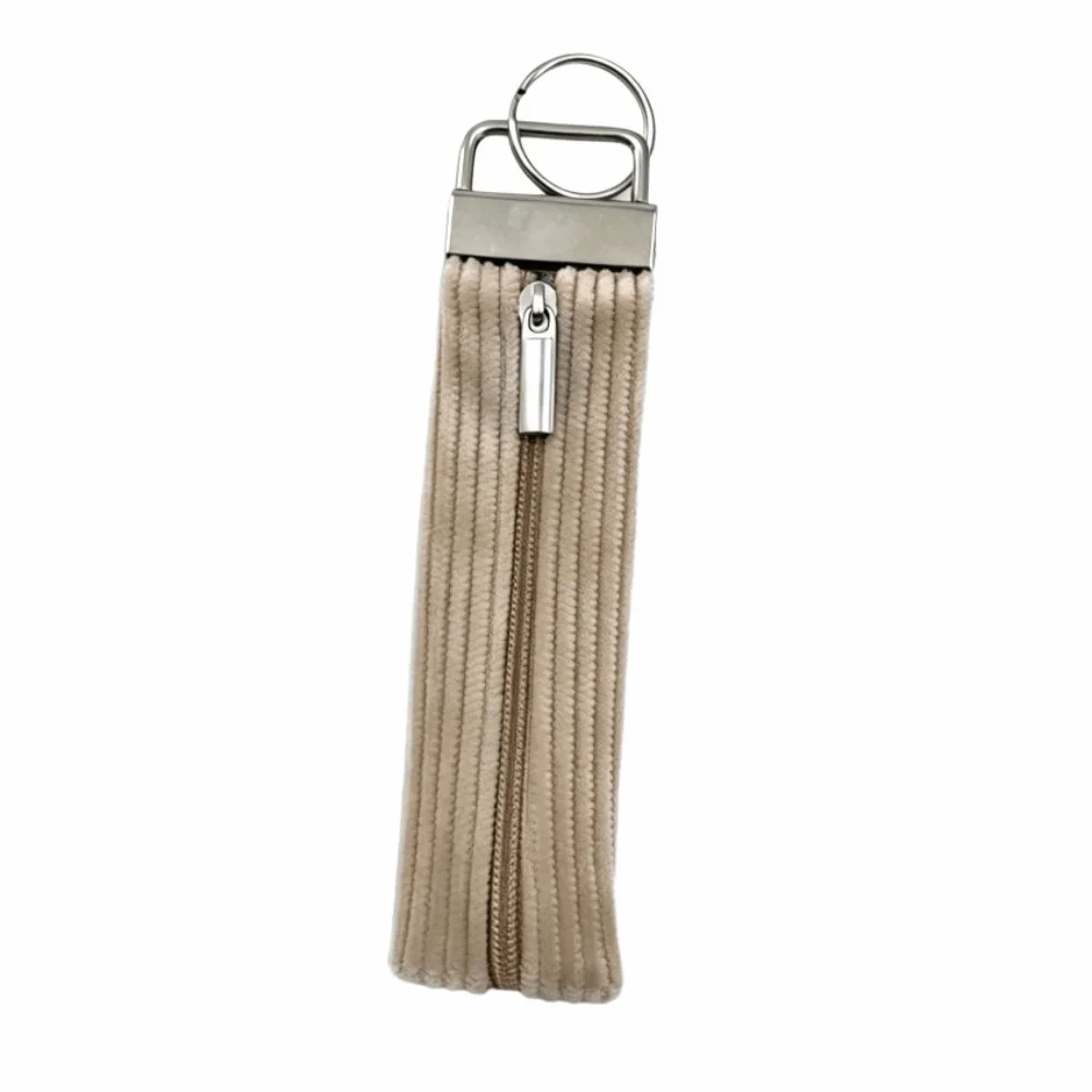 2-in-1 Mini Purse Keychain Compact Metal Zipper Pull Corduroy Multi-Color Coin Purse Soft with Key Holder Key Organizer