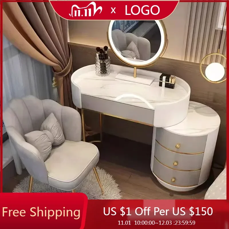 

Mirror Drawer Handles Vanity Table Organizer Led Light Bedroom Makeup Dressing Table Cabinets Vanity Schminktisch Furniture