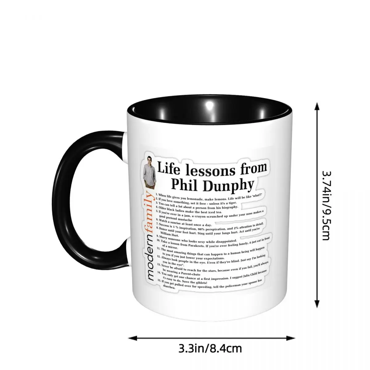 Life Lessons Phil Dunphy Mug Funny Ceramic Coffee Cups Tea Mugs Milk Cup Drinkware Gift for Friends