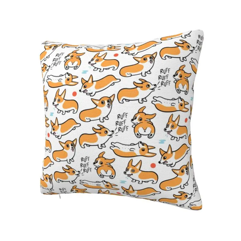 Cute Corgis Throw Pillow Case Decoration Fashion Welsh Corgi Dog Cushions Cover For Sofa Car Seat Square Polyester Pillowcase