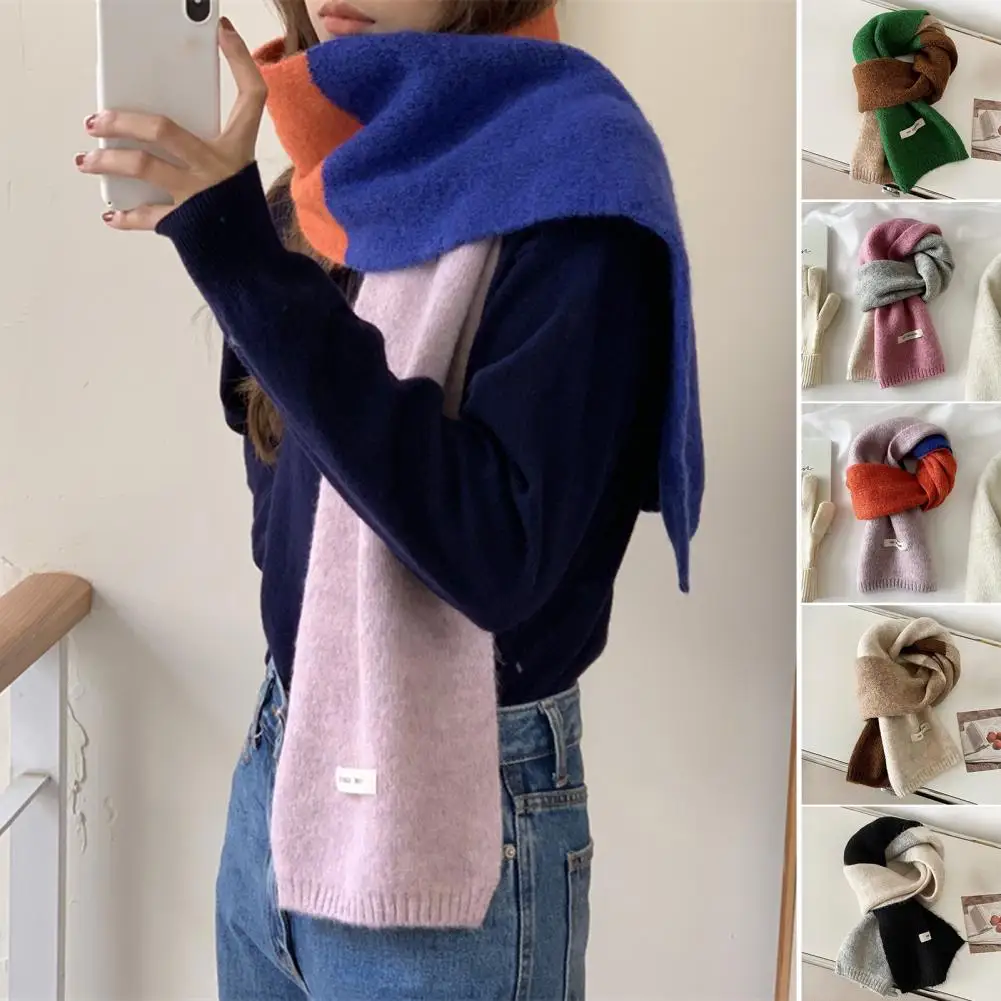 Attractive Winter Scarf Washable Decorative Non-Fading Women Korean Style Warm Winter Knitted Scarf