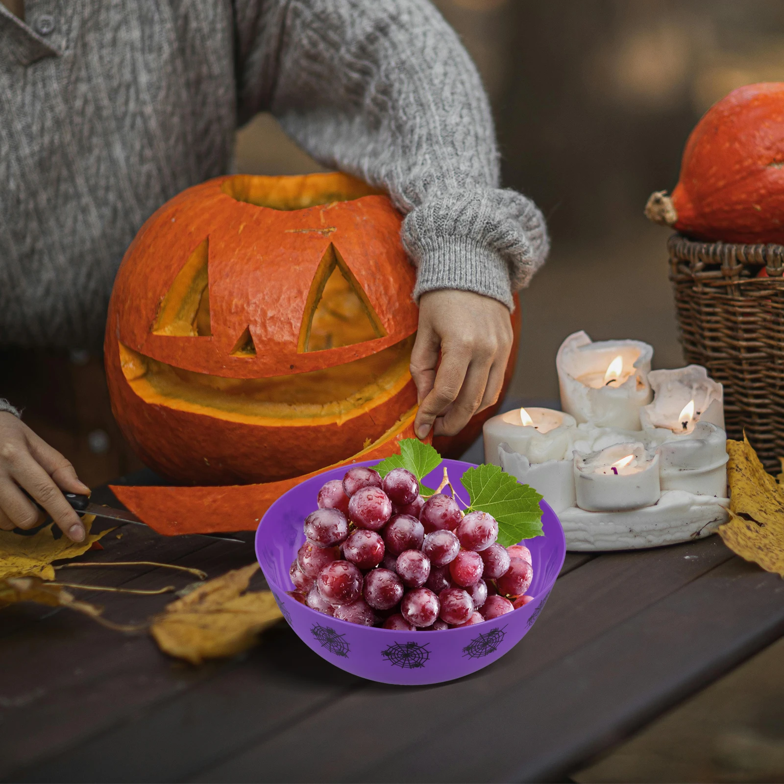 

Candy Bowl Halloween Sweets Tray Serving Bowls Plastic Container Party Supply Fruit Snack Storage Decor Home Theme PP