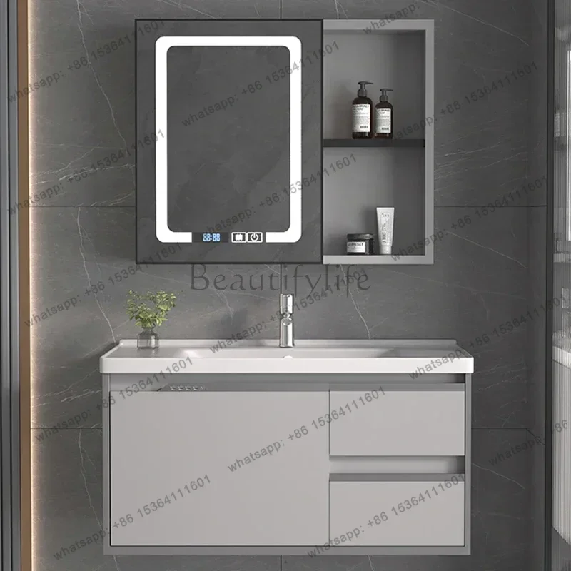 Simple Bathroom Cabinets Aluminium Wall-mounted Shelves Smart Mirror Cabinets Hotel Apartment Furniture Arredo Bagno