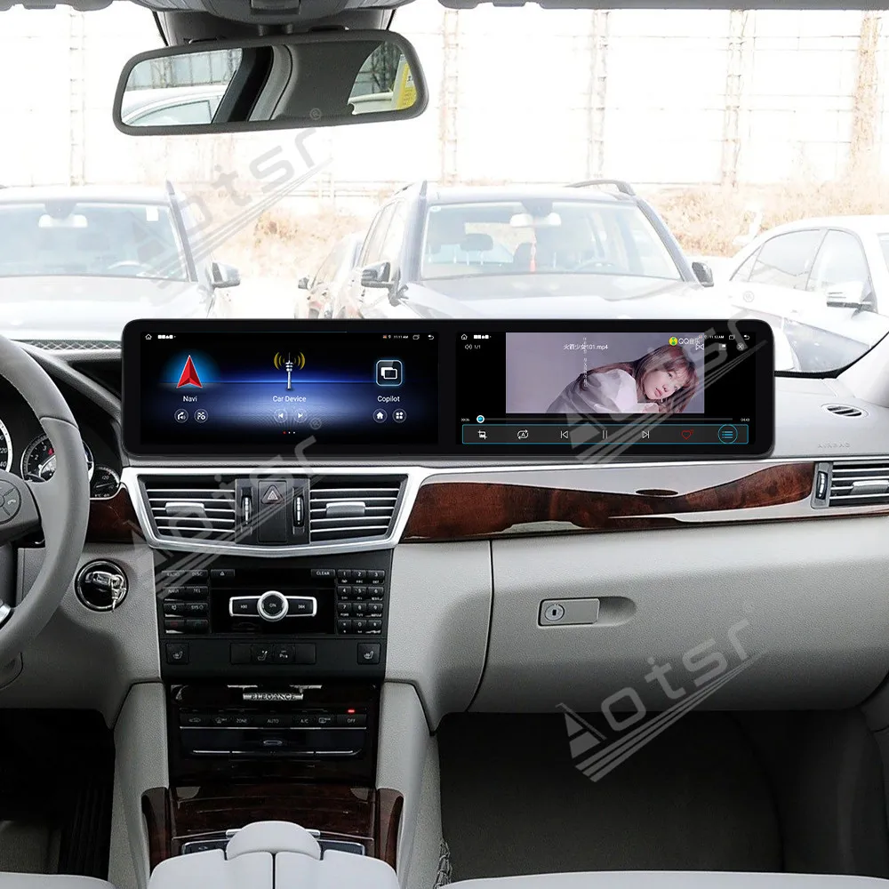 

Двухэкранный 12,3-дюймовый мультимедийный проигрыватель с Android 13 для Mercedes-Benz E 2009-2012, GPS-навигация, CarPlay, HD сенсорный экран