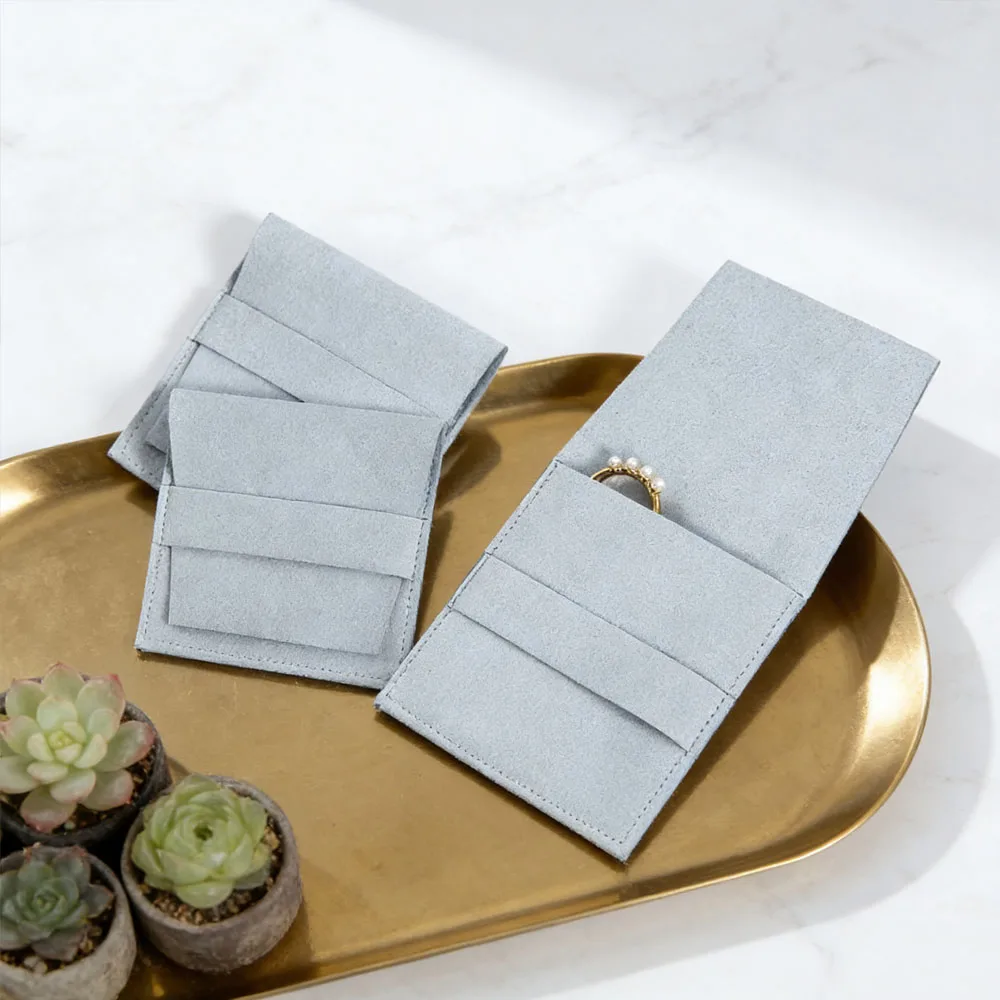 

10Pcs 6.2x6.2cm 8x8cm Blue Microfiber Strip Bag Jewelry Pocket for Rings Earrings Pendant Stud Trinkets Bracelet Packaging Gift