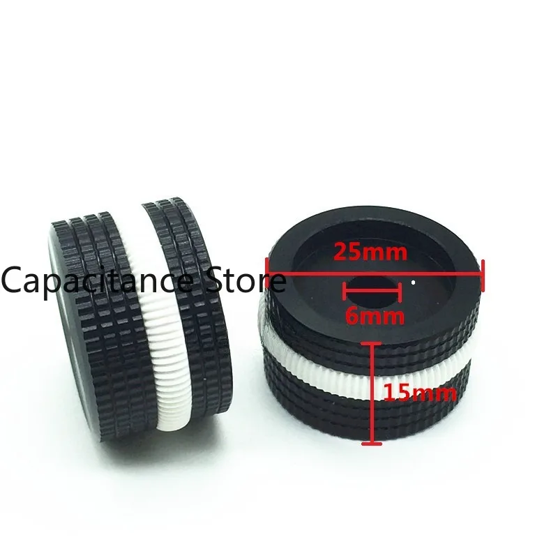 5PCS All-aluminum solid knob volume potentiometer  25×15mm inner hole 6mm grooved rubber ring