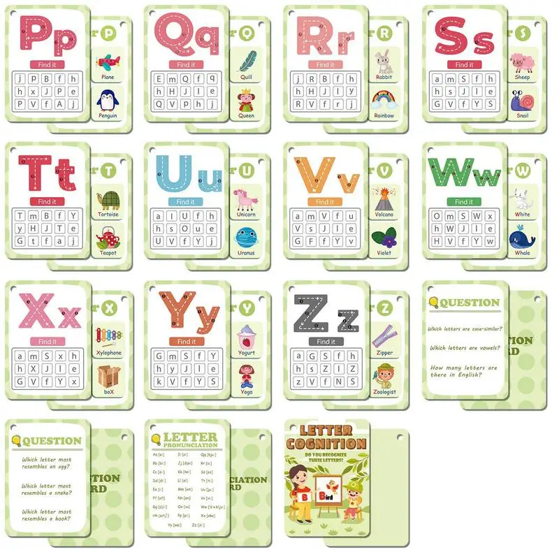 Educational Learning Cards 30Pieces Color Alphabet Flash Cards Learning Cards Shape Interactive Educational Toy Sight Words