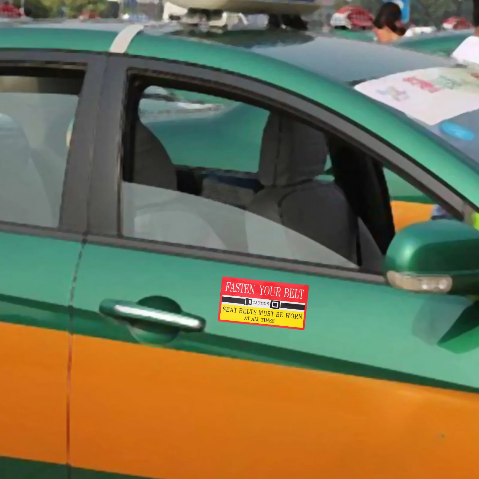 30Pcs Fasten Your Sticker Labels Bold Text Bright Colors Reminder for Buses Taxis Care Stickers