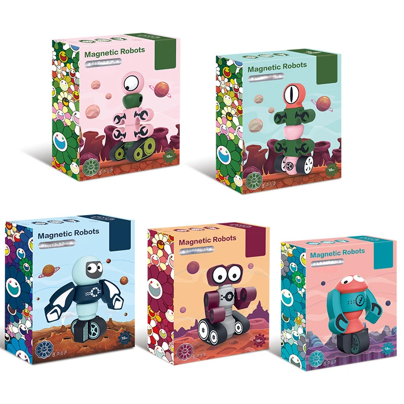 Juego de bloques de construcción de Robots magnéticos, Robot guardián del planeta, juguete de Robot de deformación apilable Diy, juego educativo para niños, regalo