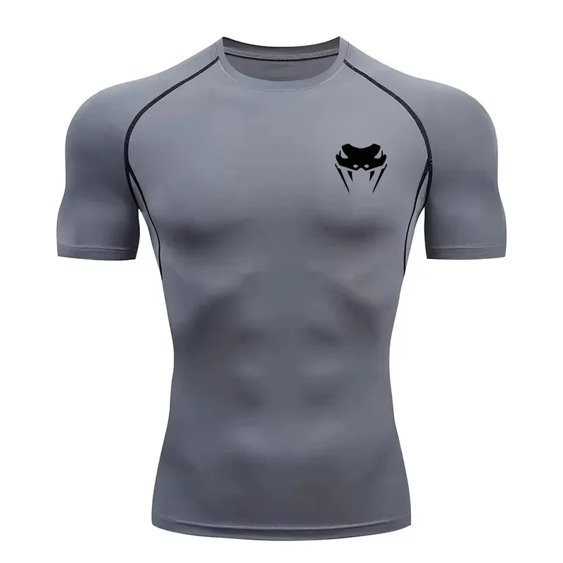 Men's Compression Shirt Short Long Jogging Sleeve Quick Dry All Season Elastic Quick-Drying Workout Top for Gym Running Fitness