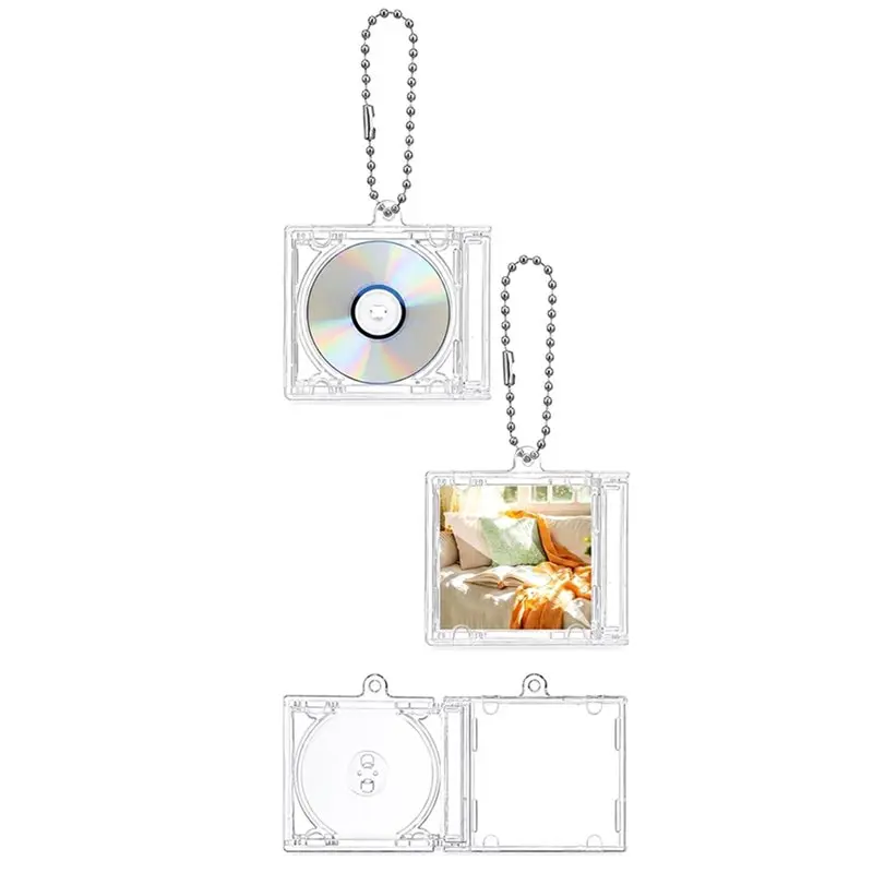 ABUO-40 Pcs Mini CD Keychain Album Cases For DIY Backpack Decorations And Gifts Keychains Can Hold Music Cds