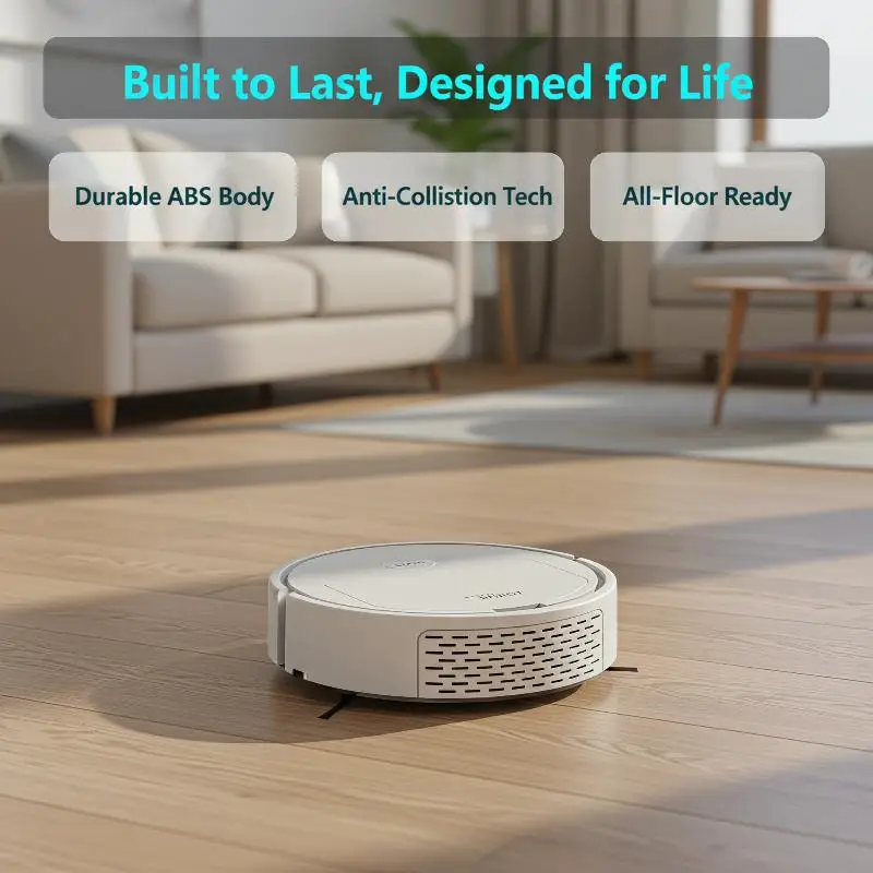 Automatic Robot Vacuum Cleaner Ultra Thin Design APP Control 2000Pa Suction Anti-Fall for Dorm Student Small Room Use
