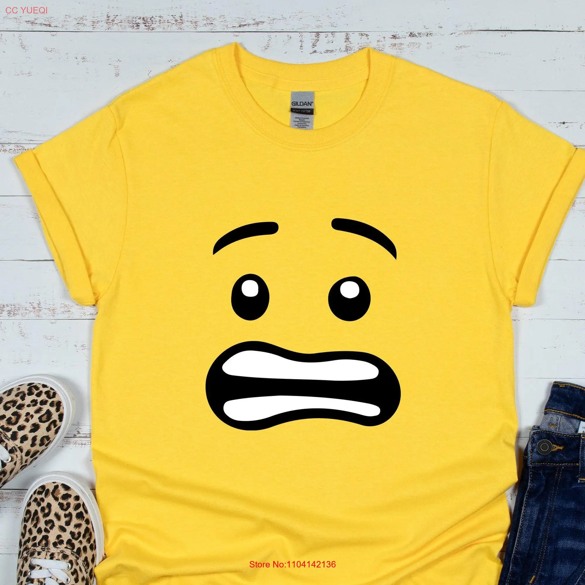 Building Block Head Nervous Scared Face T Shirt for Party long or short sleeves