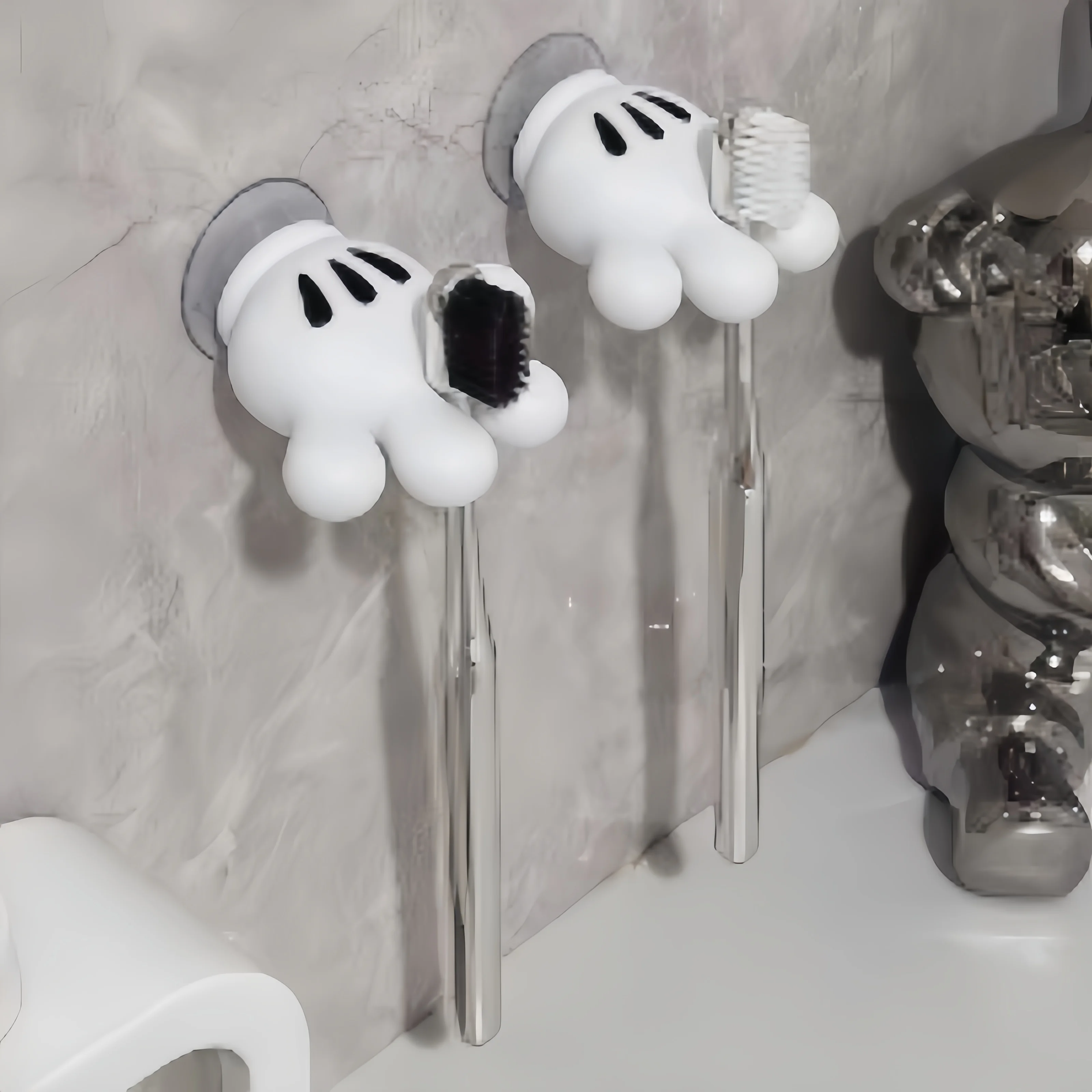 1 Toothbrush Holder, Mickey Palm, Cute Bathroom Towel Suction Cup, Multi-Functional Hook, Traceless Hook, Data Cable Winding Mac