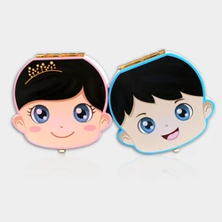 Wooden Color Baby Tooth Boxes Kids Milk Tooth Storage Box English/Spanish/French/Russian/Italian/German/Portuguese Keepsake Boxe