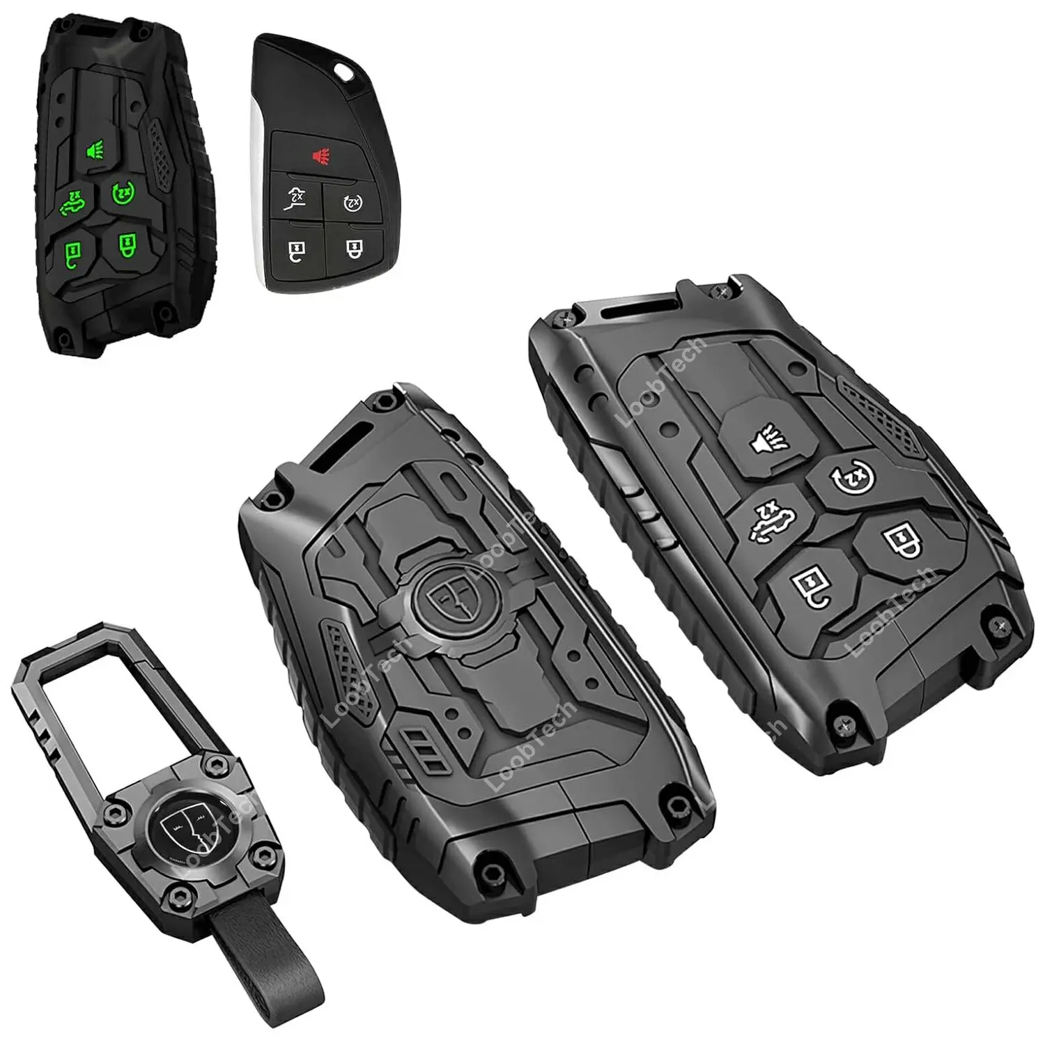 

Heavy Duty Zinc Alloy Key Fob Cover For 2022 2023 2024 2025 Chevy Silverado 1500 Keychain Key Protector Metal Key Case