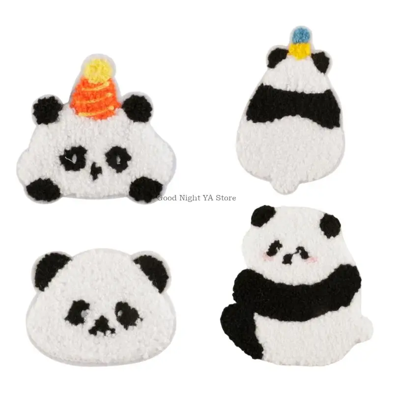 

4PCS Panda Patches Iron On Cloth Patches Sticker Sewing On Applique For Clothing Hat Accessories Decoration For Craft Lover
