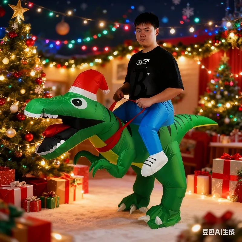 

Рождественская тема надувной костюм динозавра Рождественская езда надувной костюм динозавра Хэллоуин косплей вечерние наряды