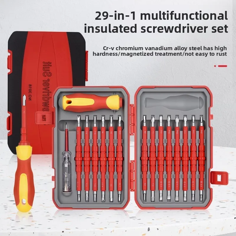 Insulated Screwdriver Set Electrician Phillips Flathead Screwdriver Bits Electrical Repair Tool Kit Household Hand Tools