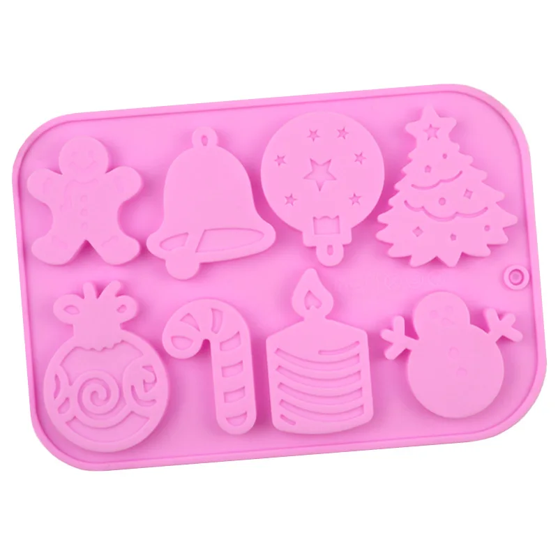 Wholesale 8-Linked Christmas Silicone Chocolate Mold Candy Pudding Mould Handmade Resin Decoration Molds 1335